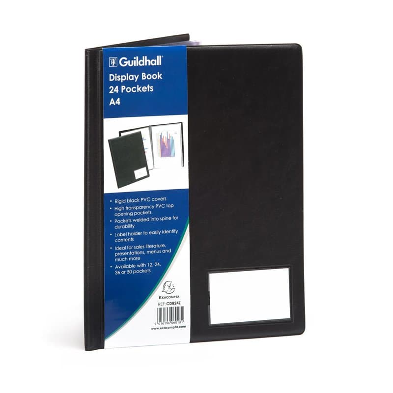 Exacompta - Réf. CDB24Z - Carton de 5 protège-documents - 24 pochettes lisses de très haute qualité - 48 vues - pour A4 - dim 25