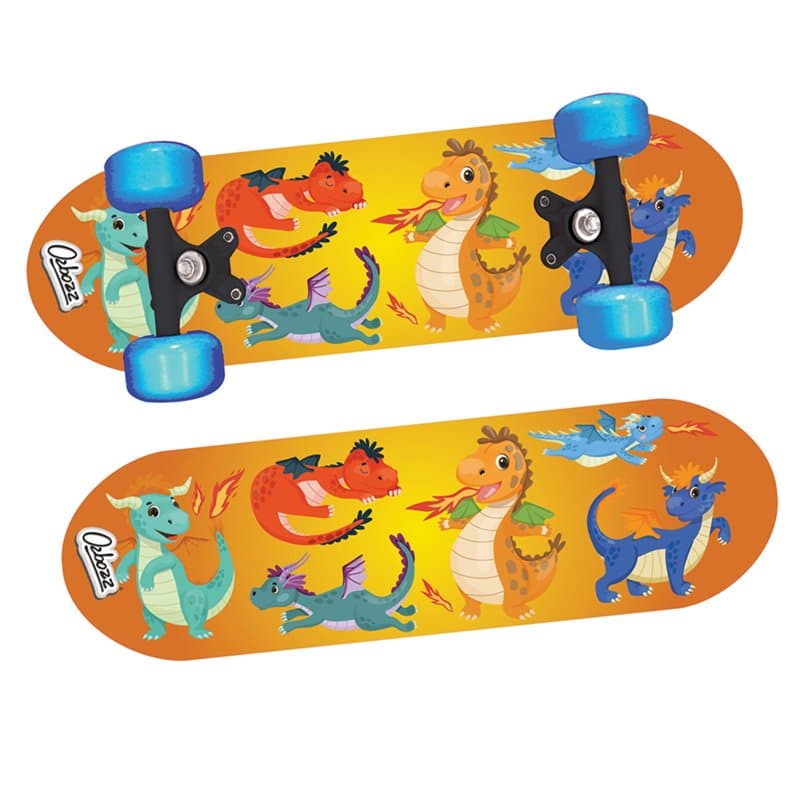 OzBozz Dragons Skateboard avec Roues Flashing - Plateau 43,2 cm - Graphiques spectaculaires - Les Roues s'allument Lors du dépla