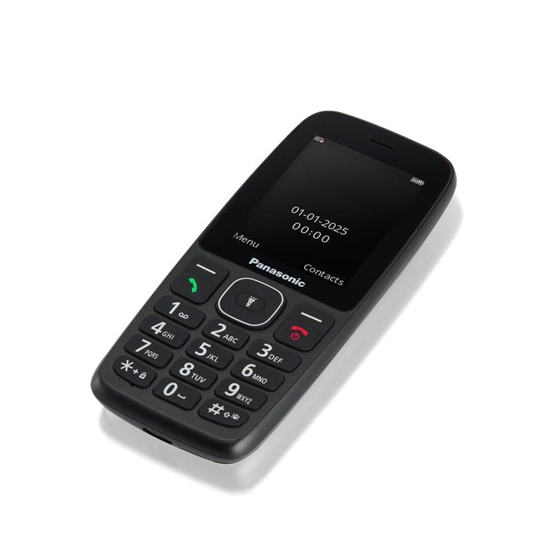 Panasonic KX-TF400EXB Téléphone Mobile 4G, Volte, 200 Heures en Veille, Chargeur USB-C, Écran 2,4 », Bluetooth, Lampe de Poche L