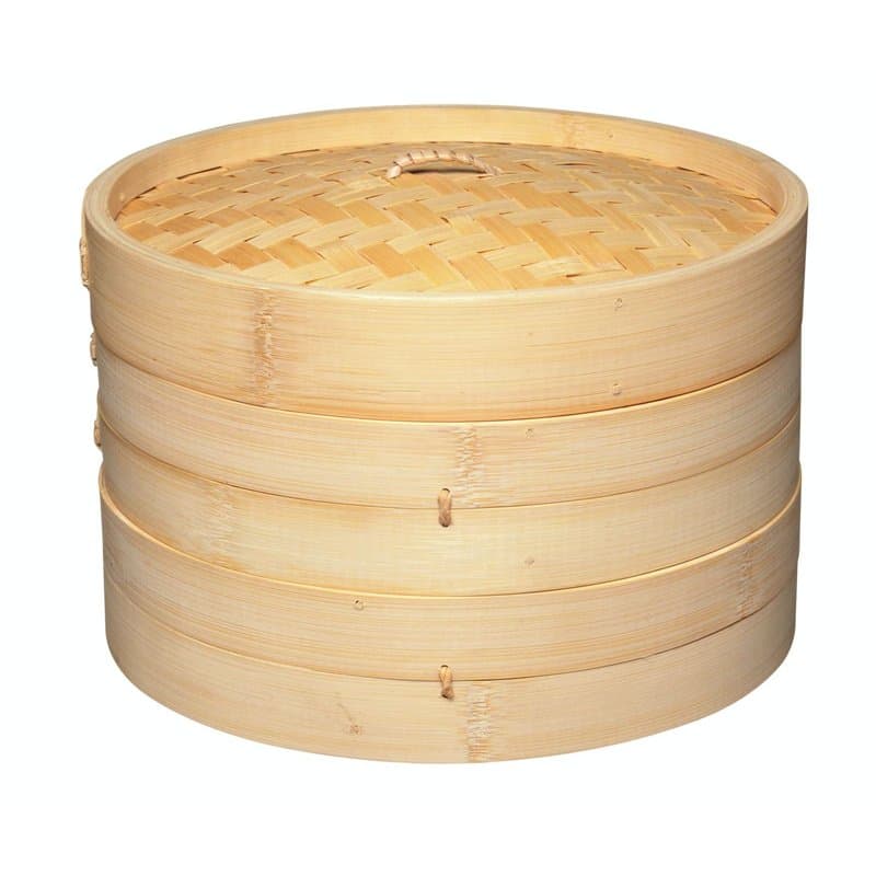 KitchenCraft World of Flavours - Panier de Cuisson Vapeur en Bambou, 2 Étages, 25 cm