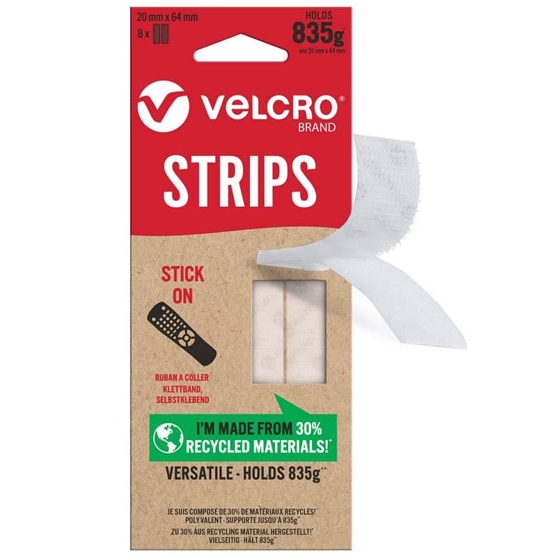 VELCRO Marque | Bandes Eco adhésives | Bandes Autocollantes Résistantes à Crochets et Boucles, sans Vis | Parfaites pour la Déco