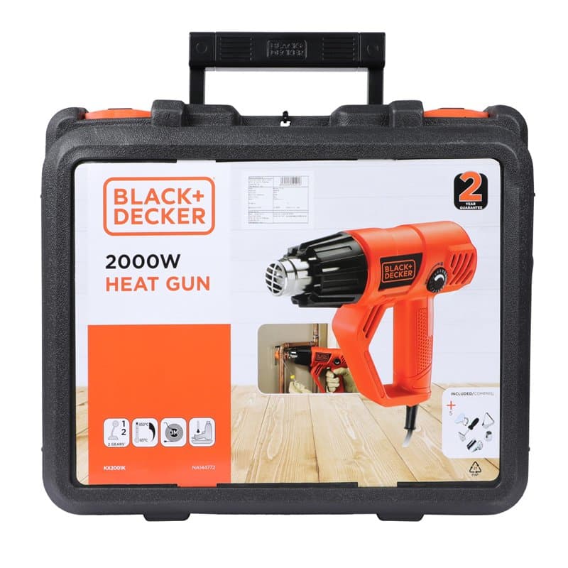 BLACK+DECKER KX2001K-QS Décapeur thermique filaire - 8 accessoires - Livré en coffret 2000W, 230V, 2000W