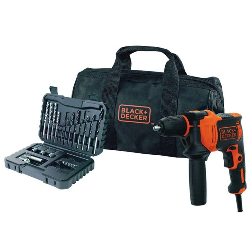 BLACK+DECKER Marteau perforateur filaire 710W, haute performance pour maçonnerie, métal et bois, vitesse variable pour précision