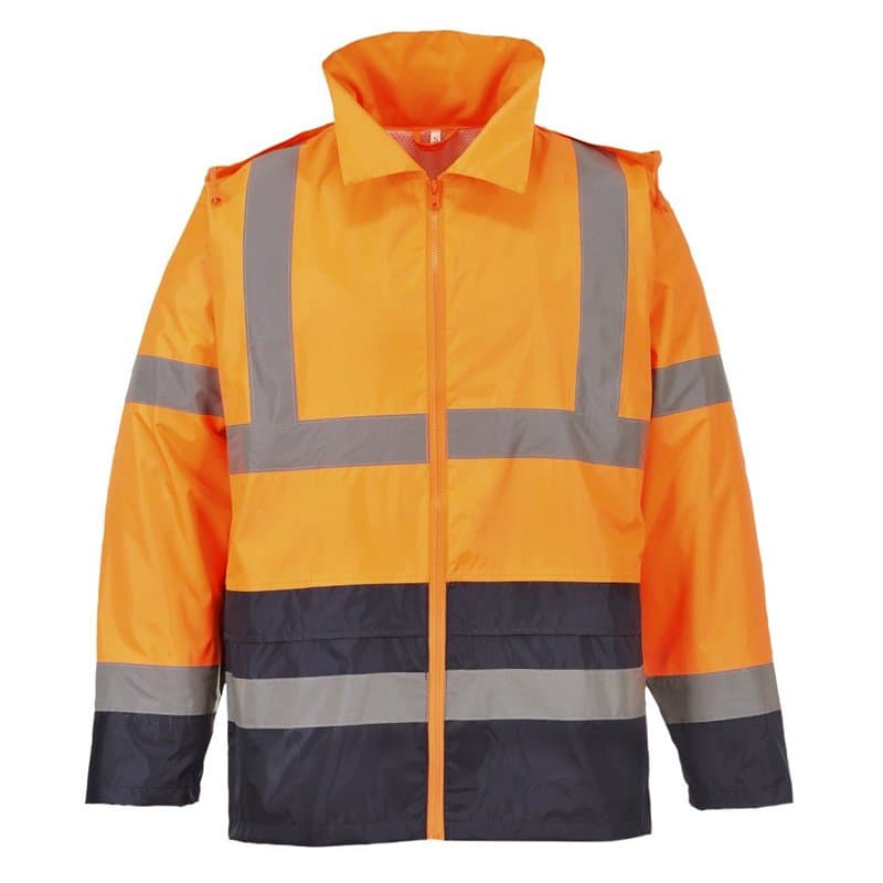 Portwest Veste de pluie Hi-Vis bicolore, Couleur: Orange/Marine, Taille: M, H443ONRM