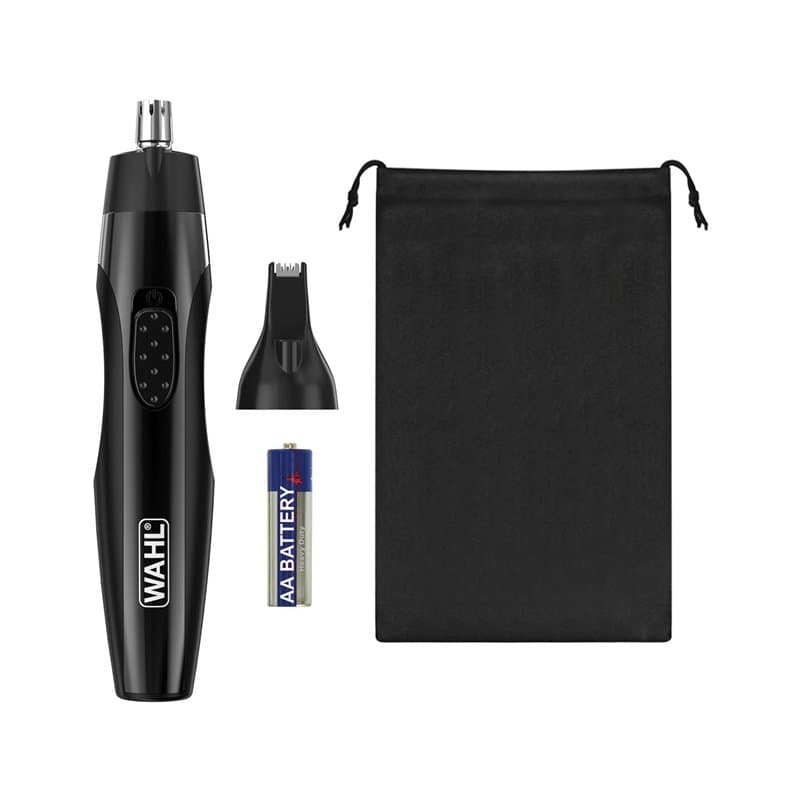 WAHL 2 in 1 Detail Trimmer, tondeuse pour oreilles, nez et poils du visage, alimentée par piles, têtes lavables, prise en main c