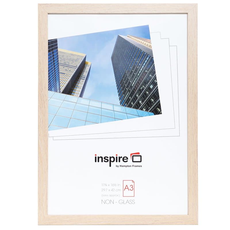 Hampton Frames OSLO OSLA3NG Cadre photo en plexiglas sans verre effet bois naturel A3 30 x 42 cm