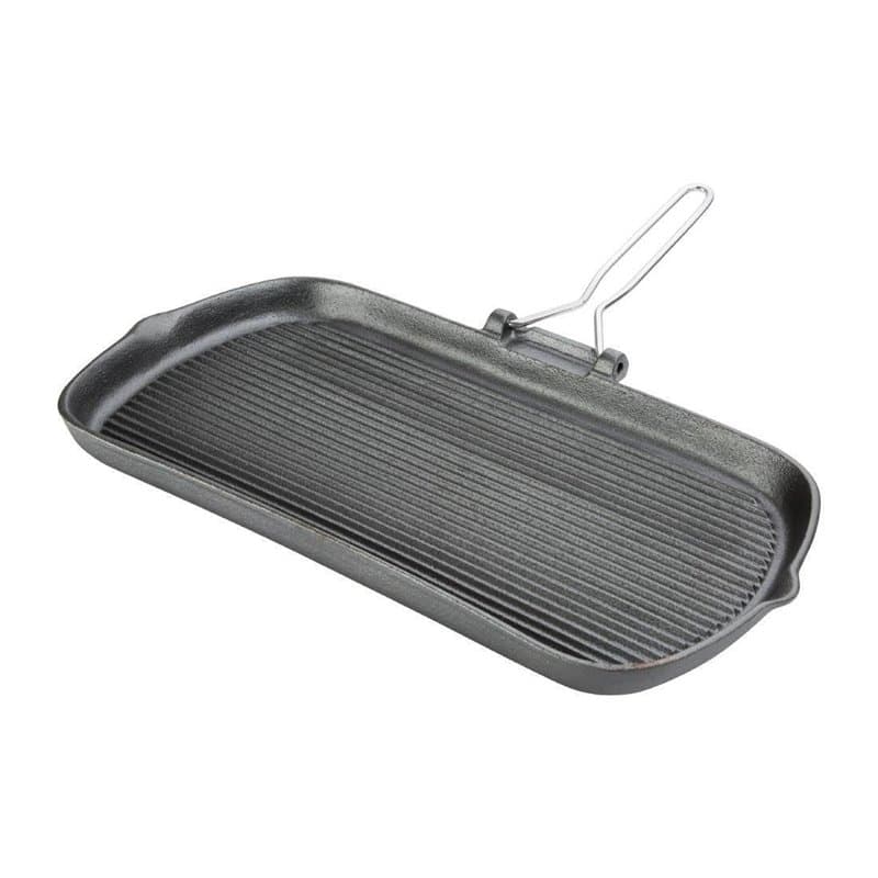Vogue K417 Poêleà griller en fonte antiadhésive 380 x 225 x 37 mm Noir
