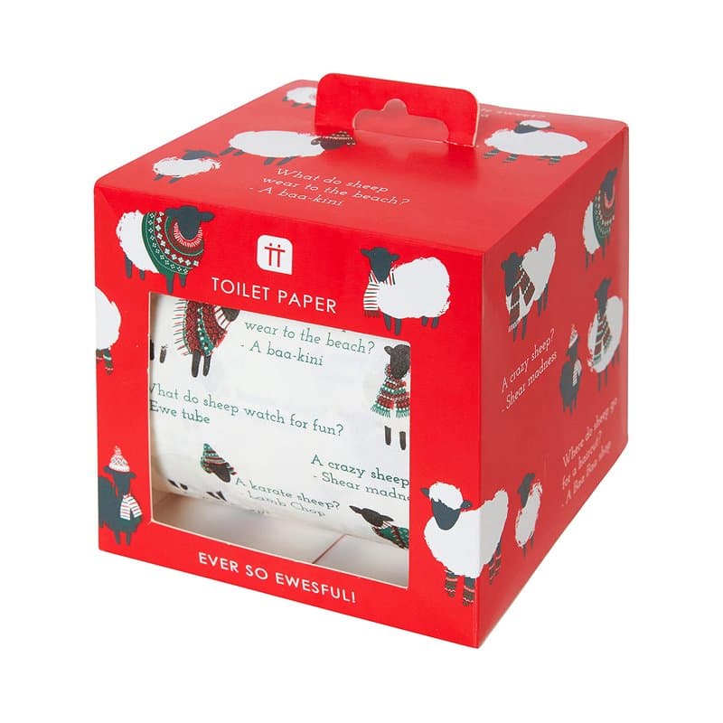 Talking Tables Papier toilette de Noël fantaisie avec mouton | Accessoire de salle de bain Funny Loo, cadeaux pour Noël