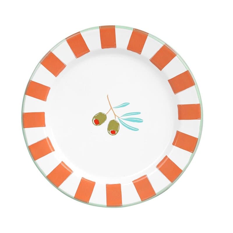 Talking Tables assiette en émail Bon Appetit fait main design olives 20cm durable légère idéale pour repas en extérieur pique-ni