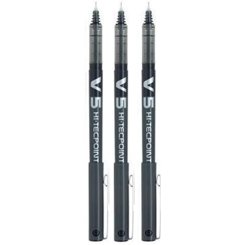 Pilot V5 BX Lot de 3 stylos roller Hi Tecpoint Noir Pointe extra fine 0,5 mm Largeur de trait 0,3 mm
