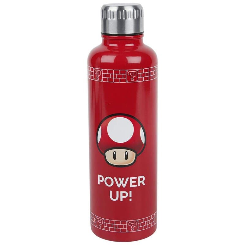 Bouteille d'Eau Power Up Mushroom Super Mario - Officielle, Bouteille en Acier Inoxydable pour Boissons Chaudes & Froides, Bouch