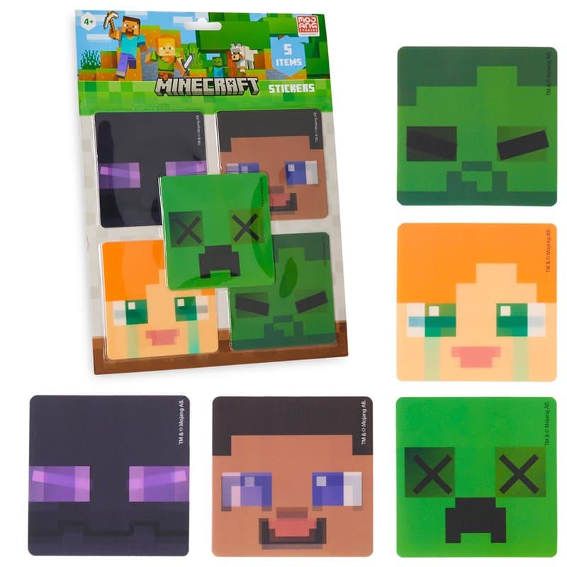 Minecraft Gommettes Autocollantes Enfant Lot de 5 Stickers 3D Lenticulaires Autocollants Ordinateur Portable Cahier Creeper Cade