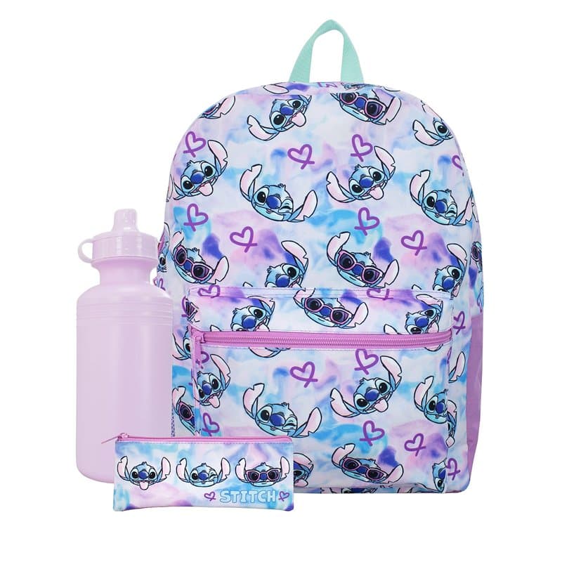 Sac a Dos Stitch 3 Pièces | Sac à Dos, Bouteille, Trousse Crayon | Lilo and Stitch Cartable | Multicolore
