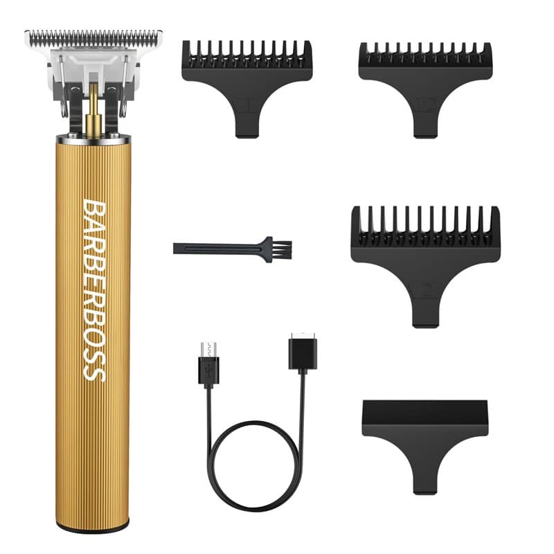 BarberBoss Tondeuse à barbe pour homme – Tondeuse électrique professionnelle rechargeable avec lames en acier inoxydable, idéale