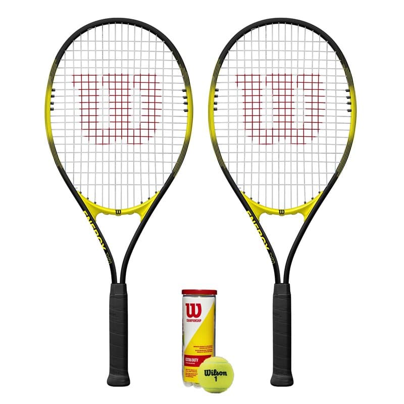 Wilson Energy XL Ensemble de raquettes de tennis avec 2 raquettes et balles de championnat