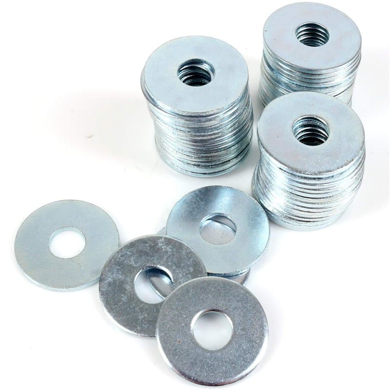 Lot de 50 petites rondelles de réparation M6 x 20 mm en acier zingué large, épaisses et plates
