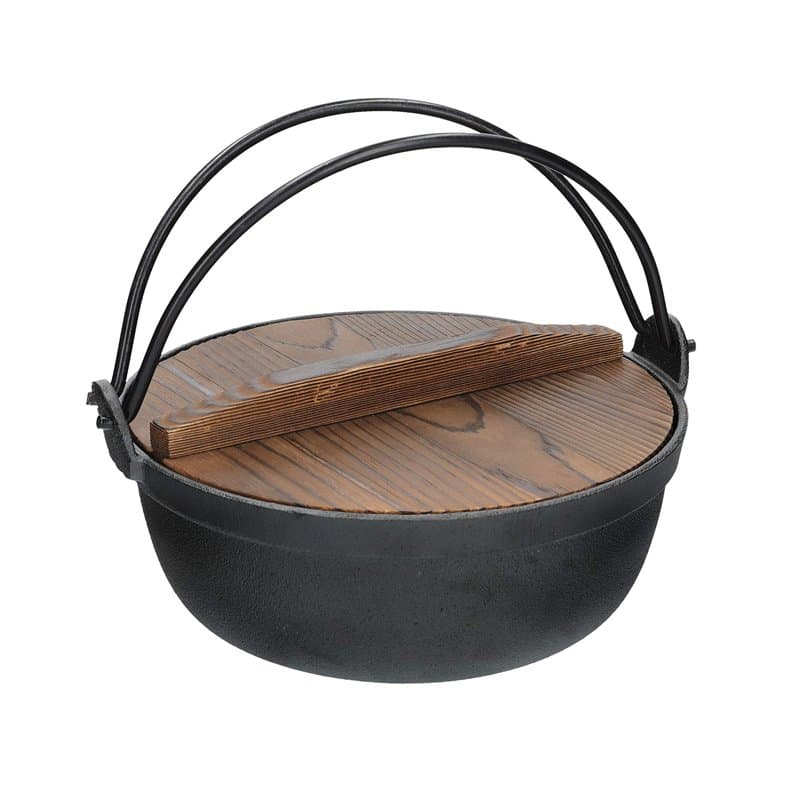 KitchenCraft World of Flavours - Marmite Japonaise avec Couvercle en Bois, Fonte, Noir, 1,5 L
