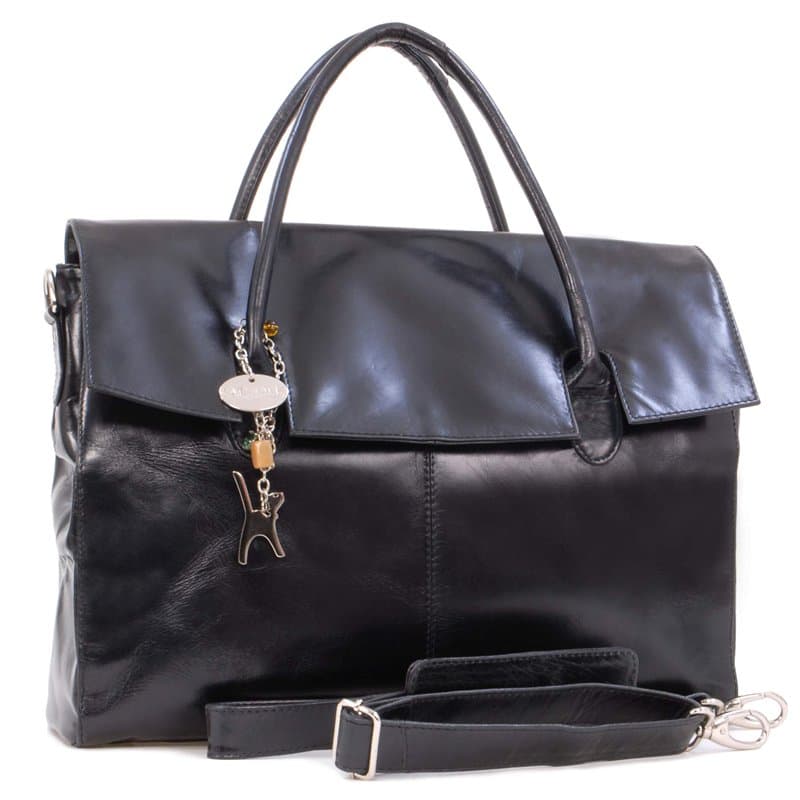 Catwalk Collection Handbags - Grand Sac Ordinateur 17 Pouces - Mallette/Sac Cabas Femme Cuir - A4 Sac de Travail Avec Bandoulièr