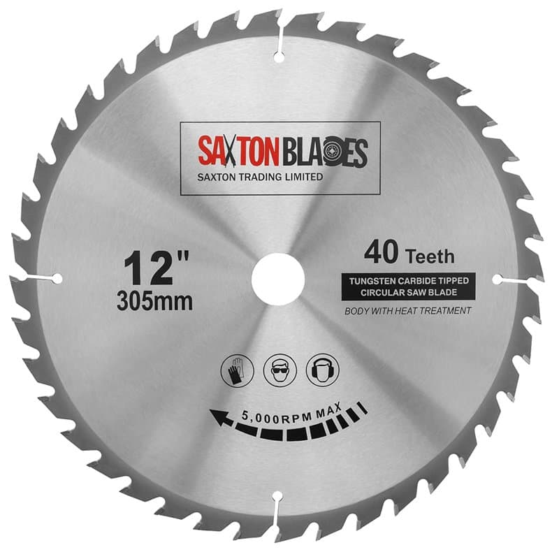 Saxton TCT TCT30540T Lame pour scie circulaire à bois 305 x 30 mm x alésage x 40 dents compatible avec Bosch, Makita et Dewalt