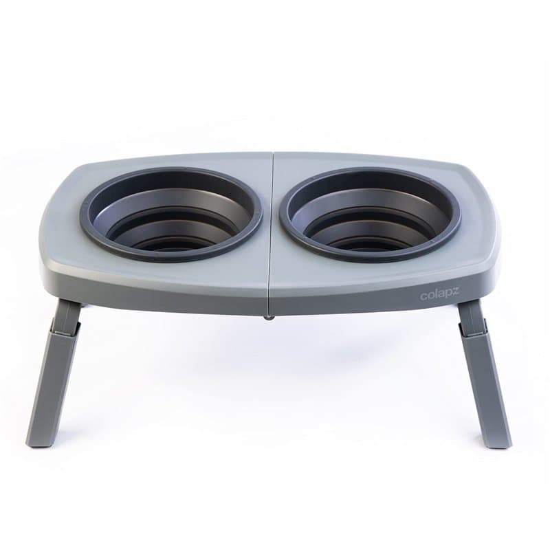 Colapz Lot de 2 Gamelles pour Chien Pliables Portables avec Support – Surélevées Gris