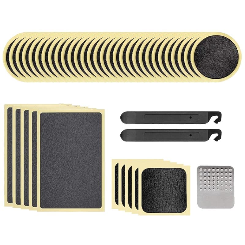 40 Pièces Kit de Réparation de Chambre à Air de Vélo Autocollant - Rustines sans Colle en Formes Ronde, Carrée et Rectangulaire