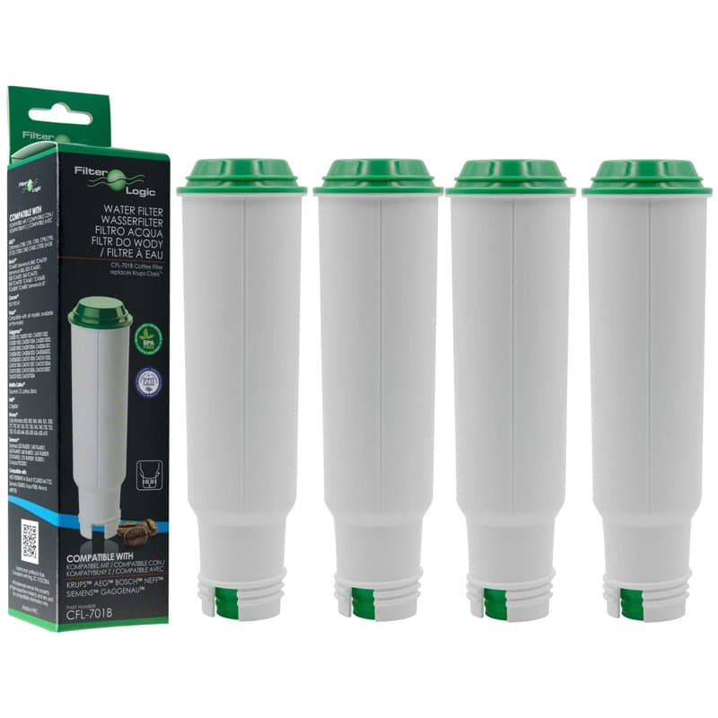 Filterlogic CFL-701B | 4x Filtres à eau compatible avec Krups F088 Claris Aqua Filter, Melitta Pro Aqua Cartouche filtrante, Niv