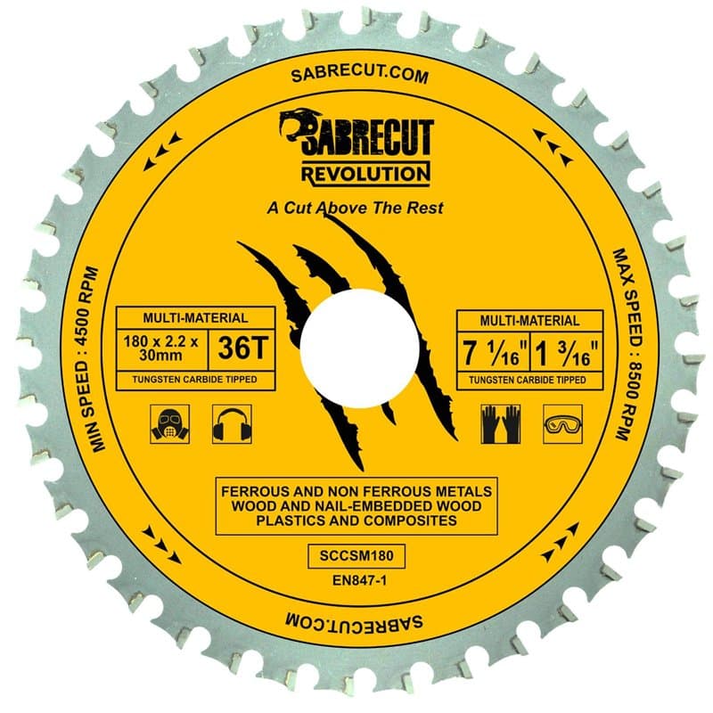 1 lame de scie circulaire SabreCut SCCSM180_36 180 mm 36T x 30 mm 25,4 mm 20 mm 16 mm alésage multi-matériaux métal bois plastiq