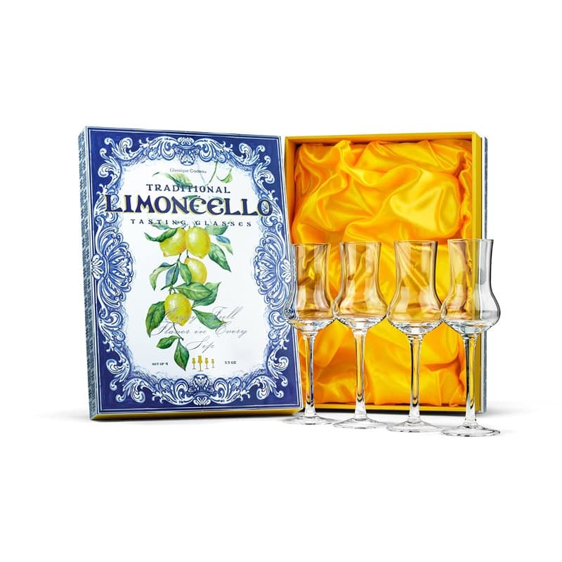 Lot de 4 verres à spiritueux en cristal pour limoncello | Verres à spiritueux à long pied de 93,6 g pour siroter de la liqueur a