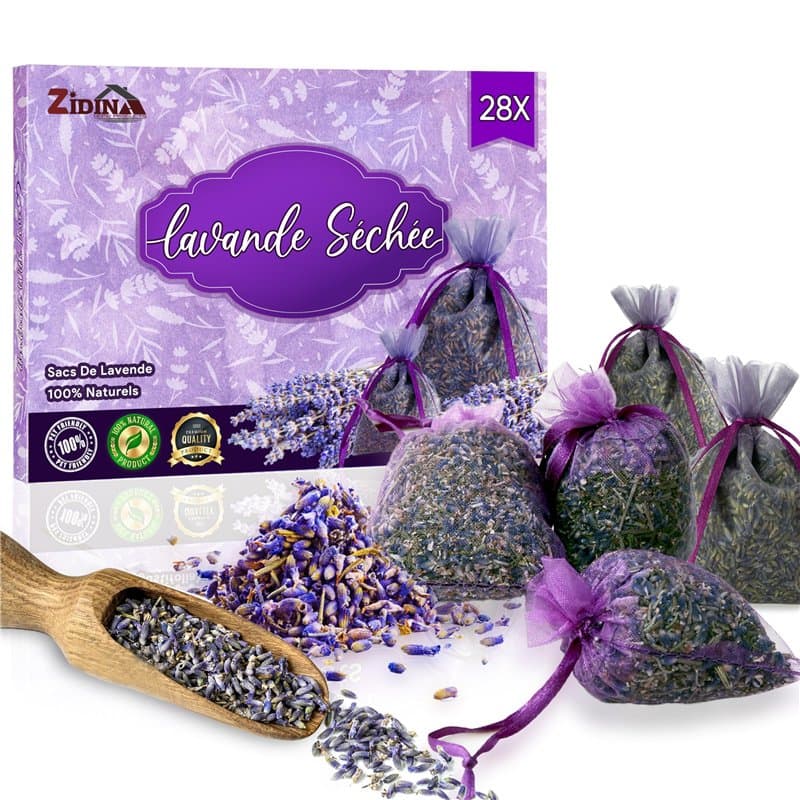 ZIDINA 28 Sachets de Lavande Séchée pour Maison, et Voiture – Sachet Lavande Armoire, Désodorisant Naturel et Antimites Vetement