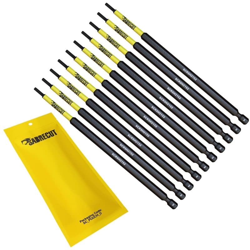 SabreCut SCRH2152_10 Lot de 10 embouts de tournevis à percussion magnétiques H2 152 mm à extrémité unique très résistants compat