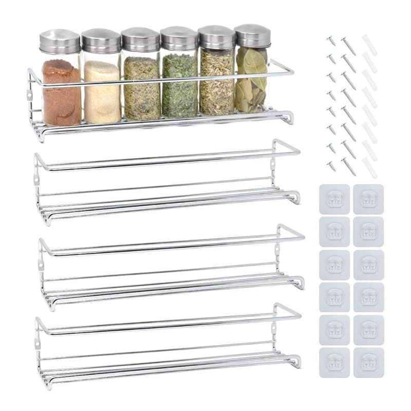 joeji's Kitchen Etagere a Epices Murale Metal 4 Pcs Etagere Cuisine - Porte Epices Cuisine facile à installer etagere murale cui