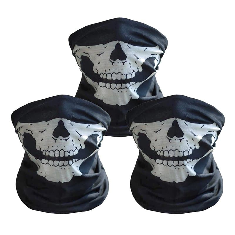 OVISEEN 3 Pièces Masque Cache Cou Moto, Snood Multifonction Anti-UV/Coupe-Vent (Tête de Mort) Élastique & Respirant pour Cyclism
