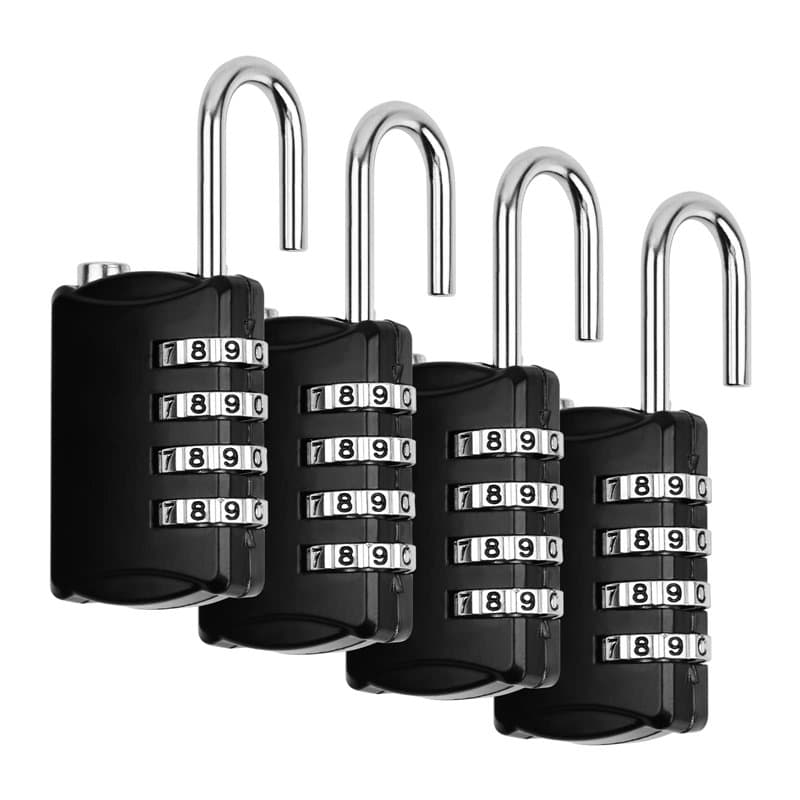 Vesaneae Lot de 4 Cadenas 4 Chiffres, Cadenas à Code Serrure Combinée, Cadenas Casier Imperméabiliser Cadenas à Combinaison, Cad