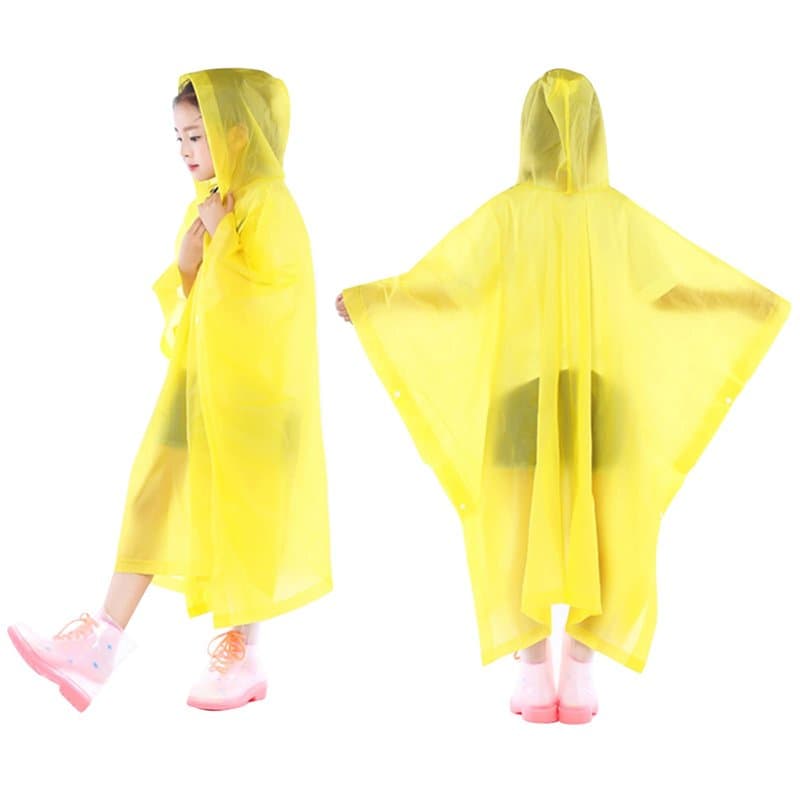 Cozlly Imperméable pour Enfant, Poncho de Pluie Transparent avec Capuchon, Manteau de Pluie Léger en EVA, pour Garçons Filles, C