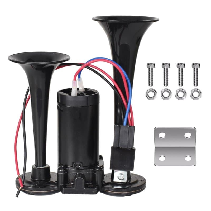 Colexy Klaxon à Air 12V, Son Super Puissant de 150DB à Double Trompette Klaxon de Voiture Universel avec Compresseur pour Véhicu