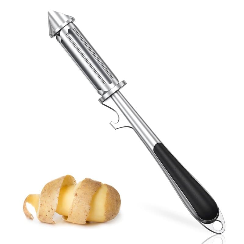 Alyvisun 3 en 1 Eplucheur/Julienne/Ouvre-bouteille, Alliage de Zinc, Éplucheur de Pommes de Terre avec Poignée Antidérapante, Ép