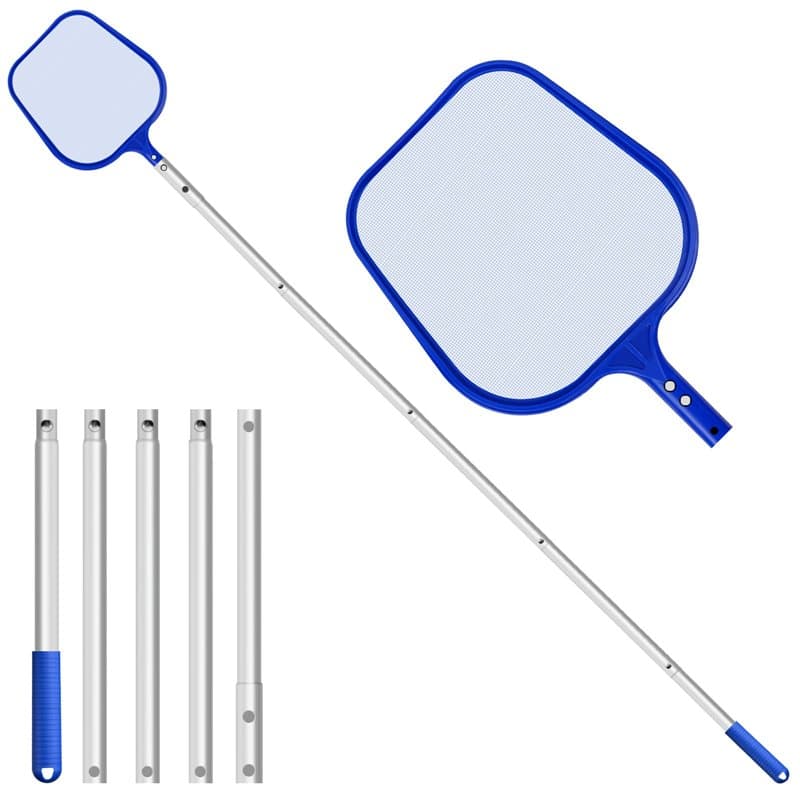 CNMTCCO Epuisette Piscine, Epuisette Bassin 204 cm Long avec Perche Télescopique, Perche en Alliage d'Aluminium Renforcé, Maille