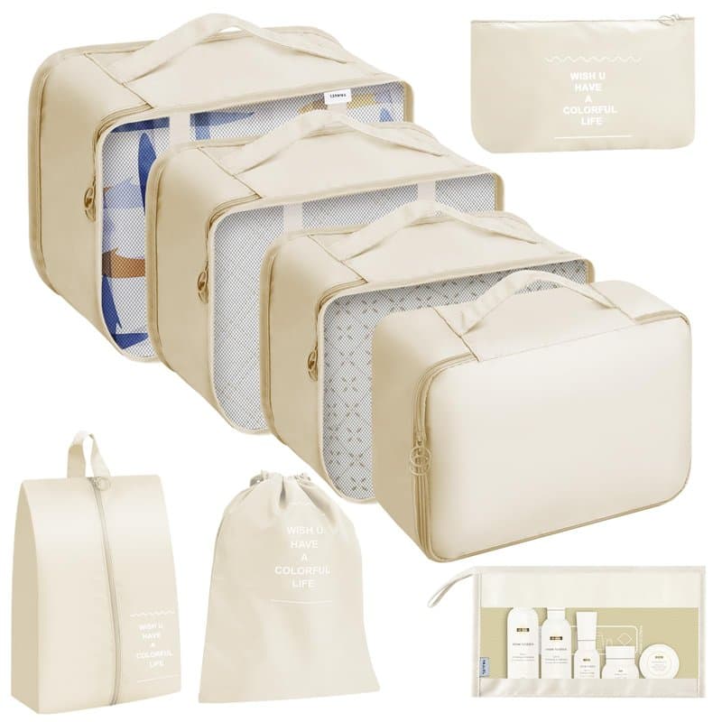 CNMTCCO Organisateur Valise, Lot de 8 Packing Cubes Rangement Valise, Organisateur de Voyage Accessoires, Organiseurs de Bagage