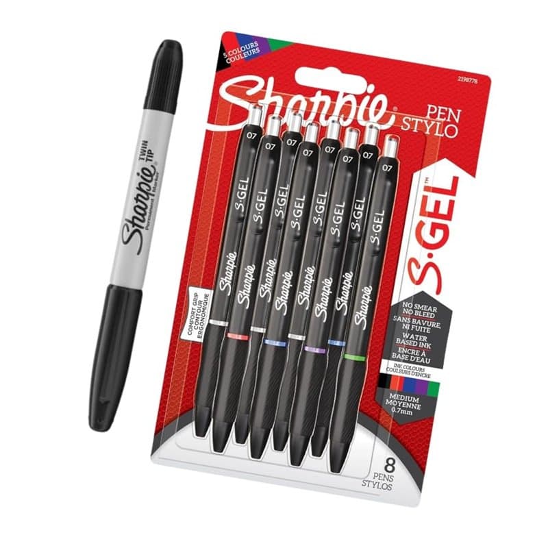 Sharpie S-Gel Lot de 8 marqueurs permanents à pointe moyenne (0,7 mm)