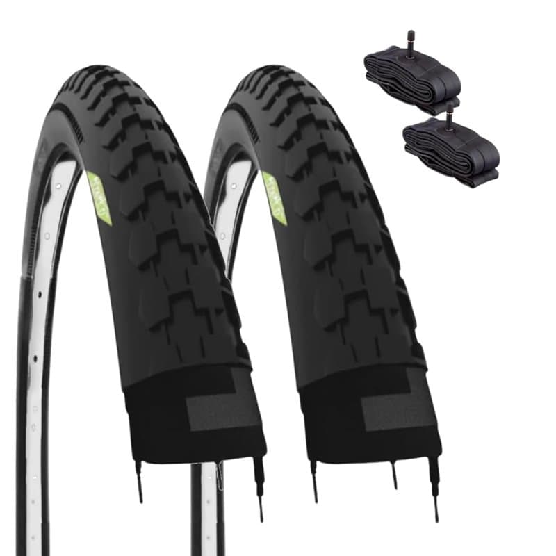 2 pneus 26 x 1 1/2 (40 – 584) + Chambres Valve Schrader pneus Caoutchouc pour vélo vélos, Hollande, Route, 26"