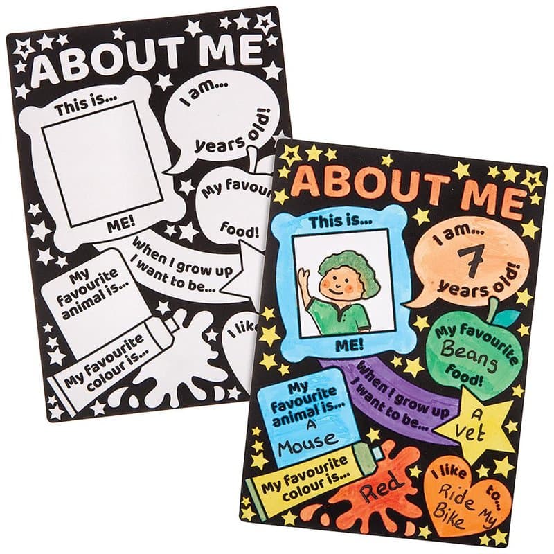 Baker Ross FN116 About Me Poster Class Pack - Pack de 10, fournitures scolaires, ressources pédagogiques et aides à l'apprentiss