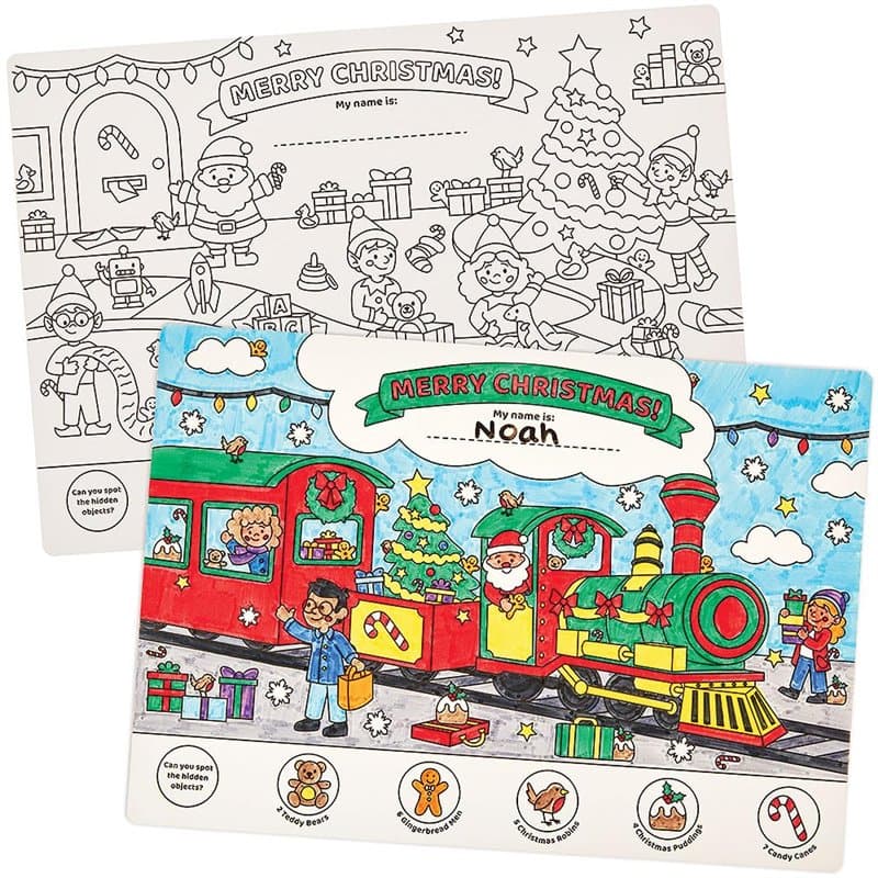Baker Ross FN315 Sets de table à colorier pour le dîner de Noël - Lot de 8, Loisirs créatifs de Noël pour les enfants, Divertiss