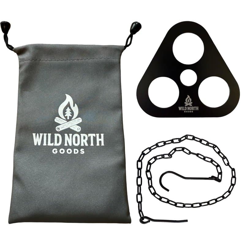 Kit de cuisson trépied de feu de camp portable en acier inoxydable avec chaîne de suspension | Bushcraft, camping, survie en ple