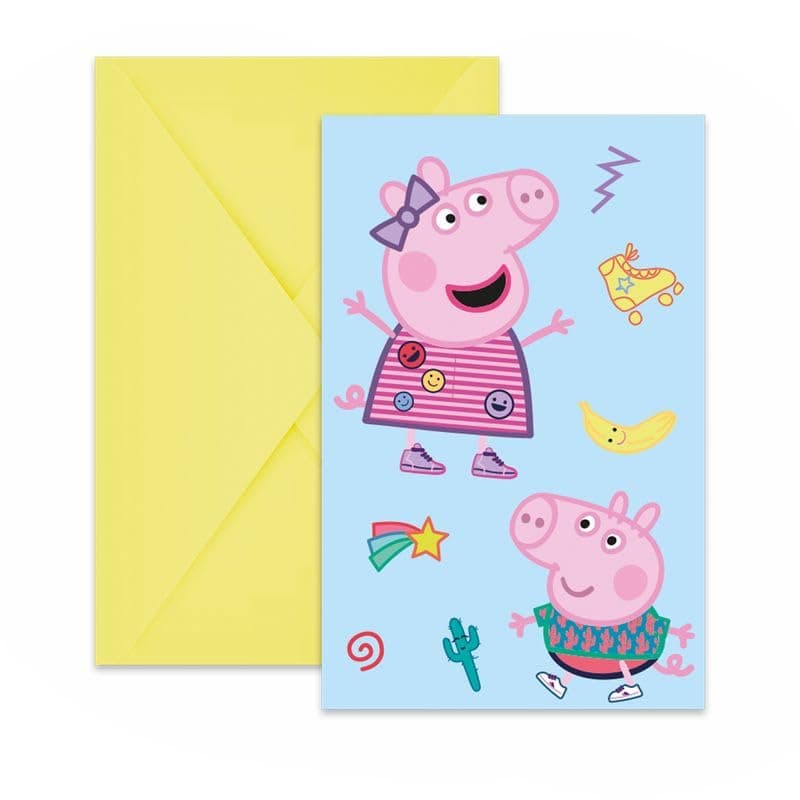 Procos - Invitations avec enveloppe Peppa Pig Messy Play en papier FSC, 6 pièces, PR94113