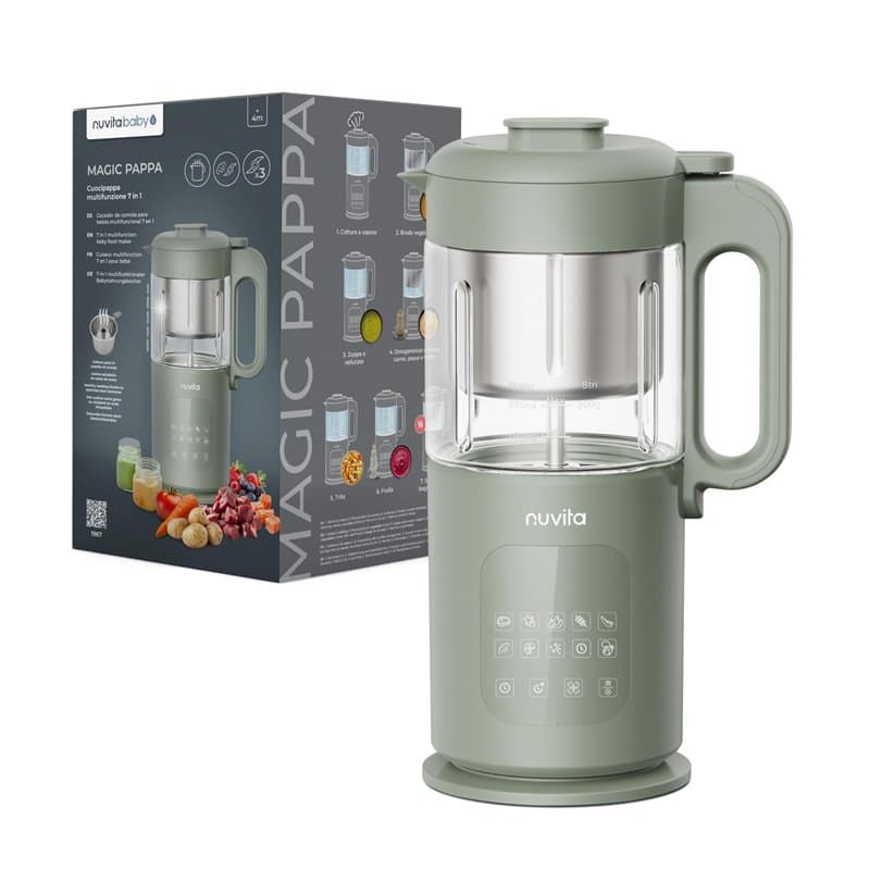 Nuvita Magic Pappa Robot Cuiseur Multifonction 7-en-1 – Cuit à la Vapeur, Mixe, Hache, Prépare Purées, Soupes, Smoothies et Alim