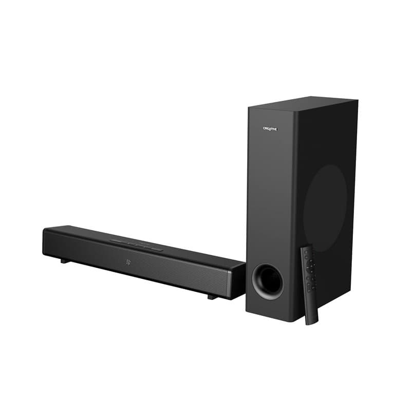 CREATIVE Stage 360, Barre de Son avec Caisson de Basses pour TV, PC avec Atmos, Son Surround, HDMI Arc/2.0, Bluetooth, Entrée Op