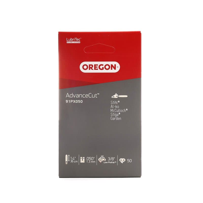 Oregon AdvanceCut 91PX Chaîne de tronçonneuse 50 maillons pour guide de 35cm, Pas 3/8" Low-Profile, Jauge 1,3mm, compatible avec