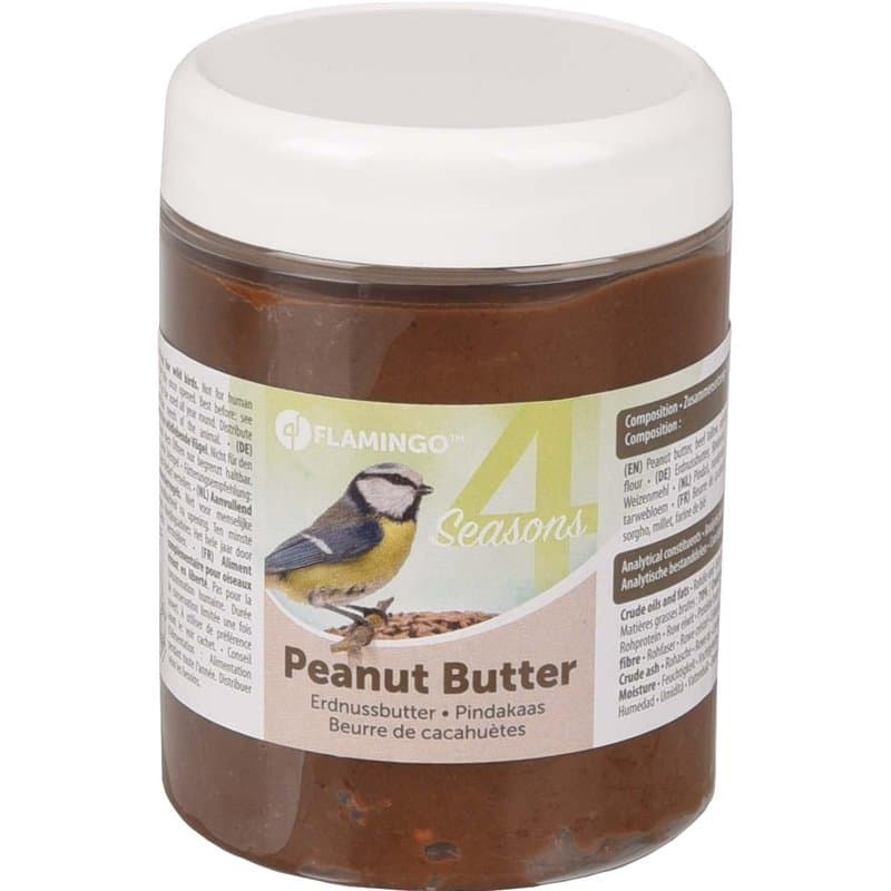 Flamingo Nourriture pour Oiseaux Four Seasons - Pot de Beurre de Cacahuètes 330g - Les Oiseaux Sauvages en Raffolent ! Riche en