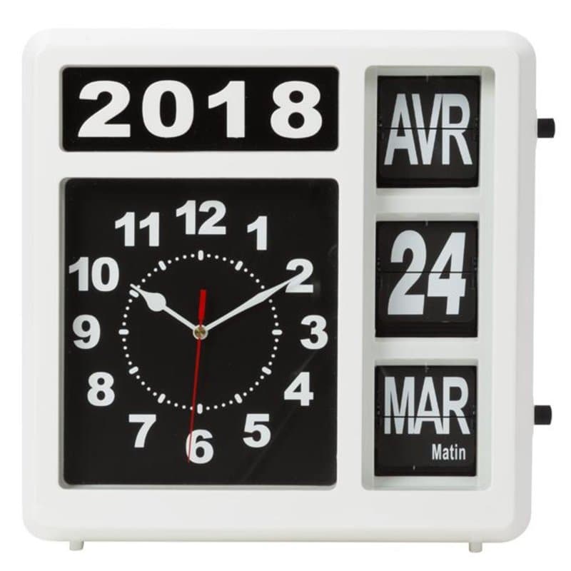 Perel Horloge Calendrier pour Seniors et Alzheimer, Horloge à Chiffres lisibles avec Affichage Jour et Date, Horloge analogique