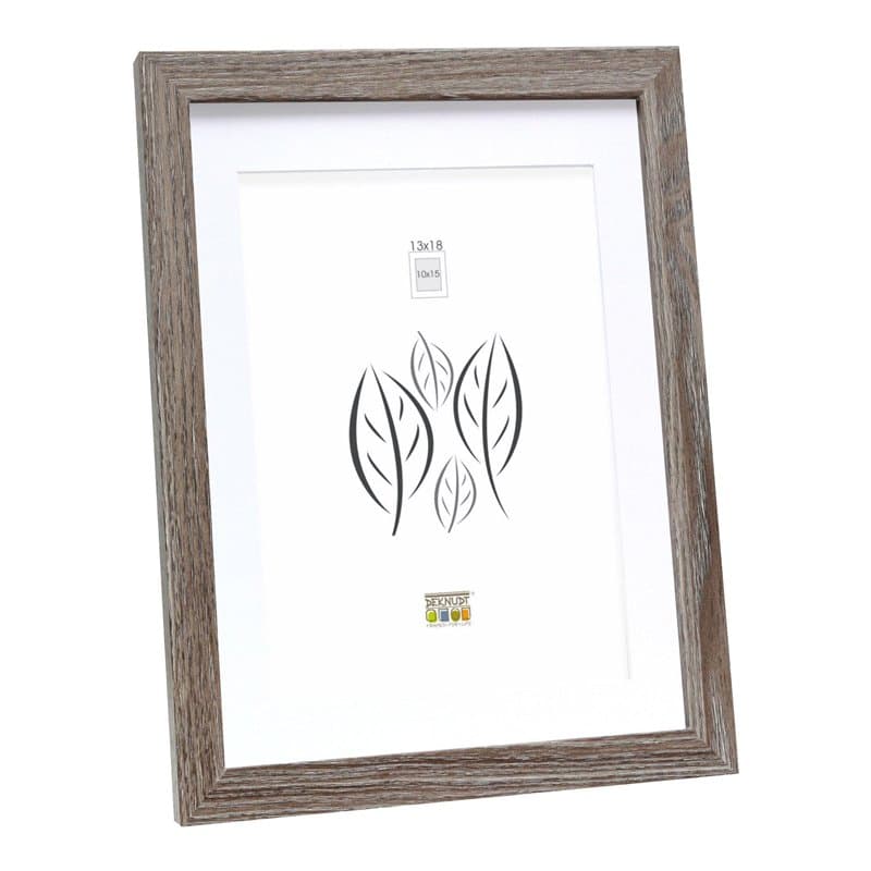 DEKNUDT FRAMES Cadre photo avec passe-partout pour 1 photo - Bois MDF - pour accrocher ou poser -S66K (Bois gris, 13 x 18 cm)